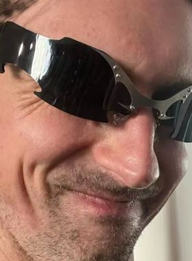 赛博朋克长方形无框切边太阳眼镜