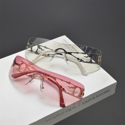 防紫外线方形朋克男女镂空太阳镜