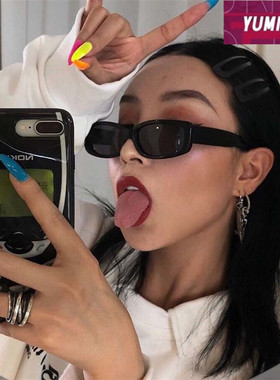 御米夏季新款封帆戚薇小方框眼镜女网红黑色墨镜男蹦迪街拍太阳镜