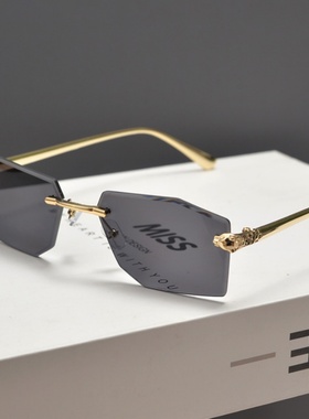 防紫外线多边形复古男女切边墨镜