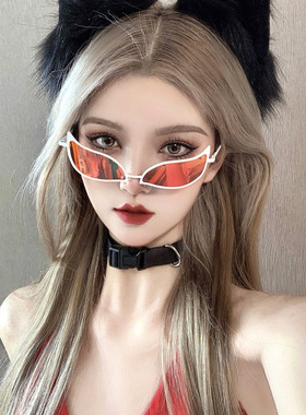 航海王动漫海贼王多弗朗明哥同款太阳镜未来科技眼镜个性猫眼墨镜