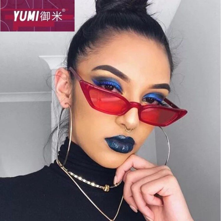 御米网红封帆美伢ff复古猫眼太阳眼镜欧美超模个性超小框蝶形墨镜