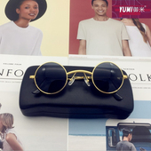 御米新款 太子镜朋克复古太阳眼镜潮男个性 小圆框墨镜女圆形太阳镜