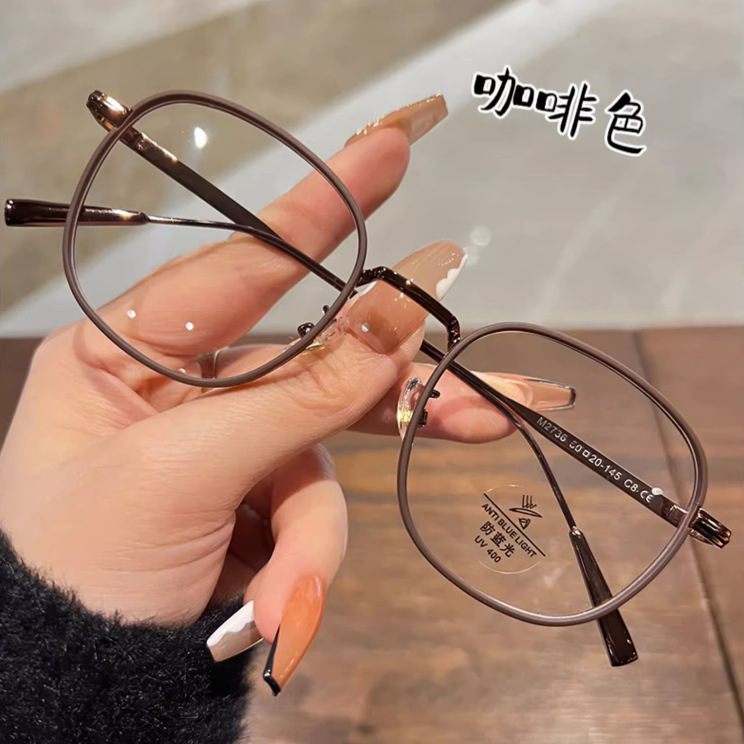 女士眼镜镜框女式适合脸大的眼镜素颜显脸小韩版大框带装饰无镜片
