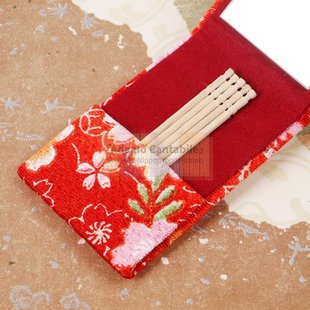 日本京都和服绉绸面料折叠随身便携化妆镜迷你手镜子口红牙签包