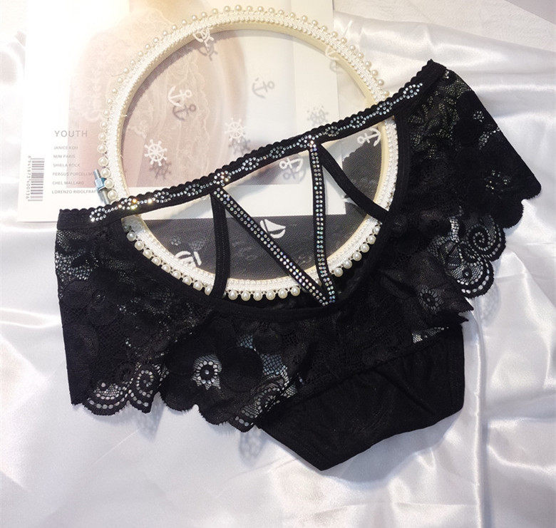 性感火辣情趣女士内裤 蕾丝镂空女三角纯棉档低腰内裤 钻内裤