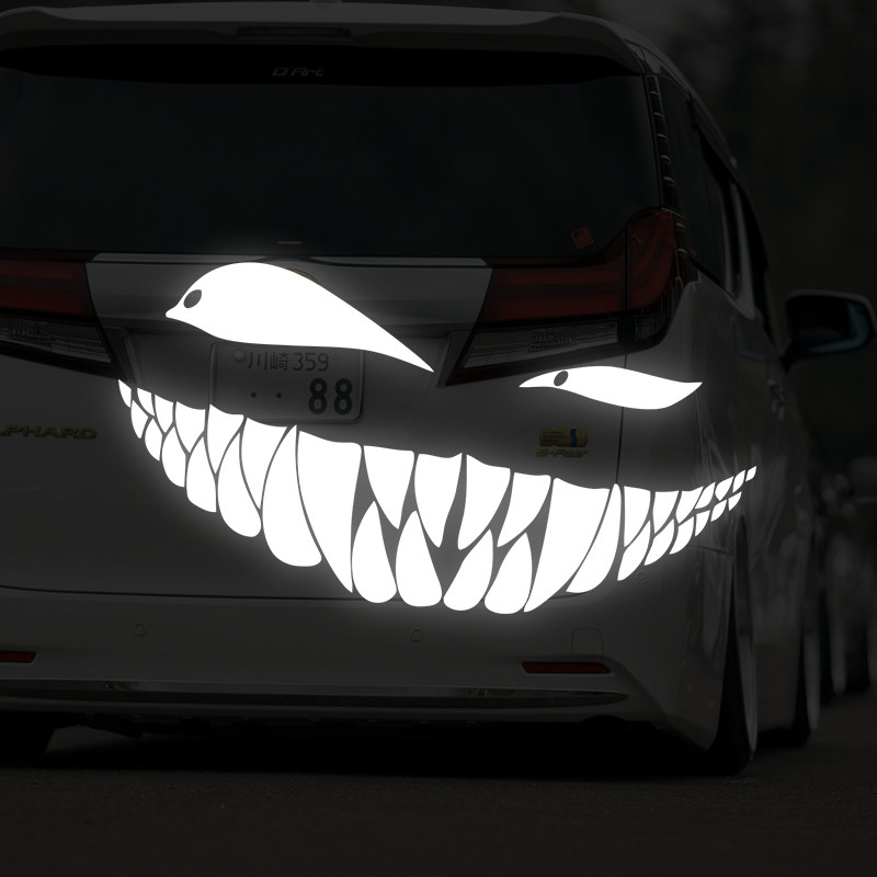 恶魔笑脸汽车反光贴纸创意装饰车窗遮盖划痕电动车摩托车机箱贴画