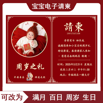 宝宝满月弥月百日宴电子邀请函