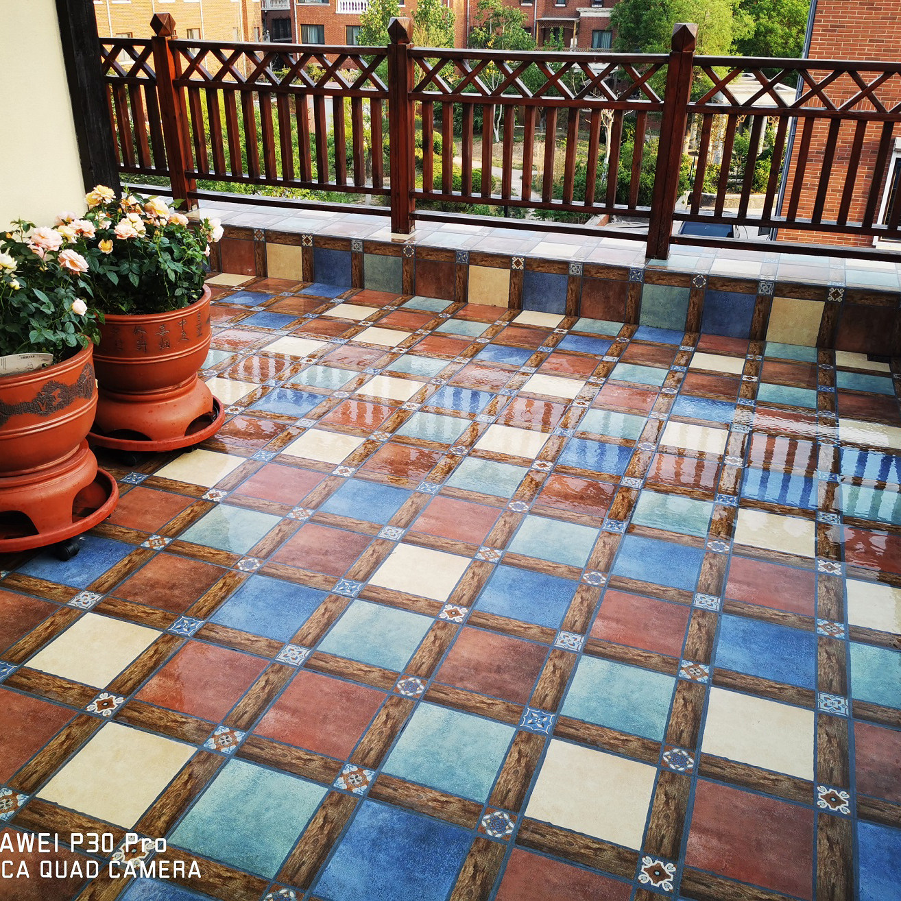 美式阳台地砖仿古砖室外花园拼花地板砖户外防冻砖小院子庭院瓷砖