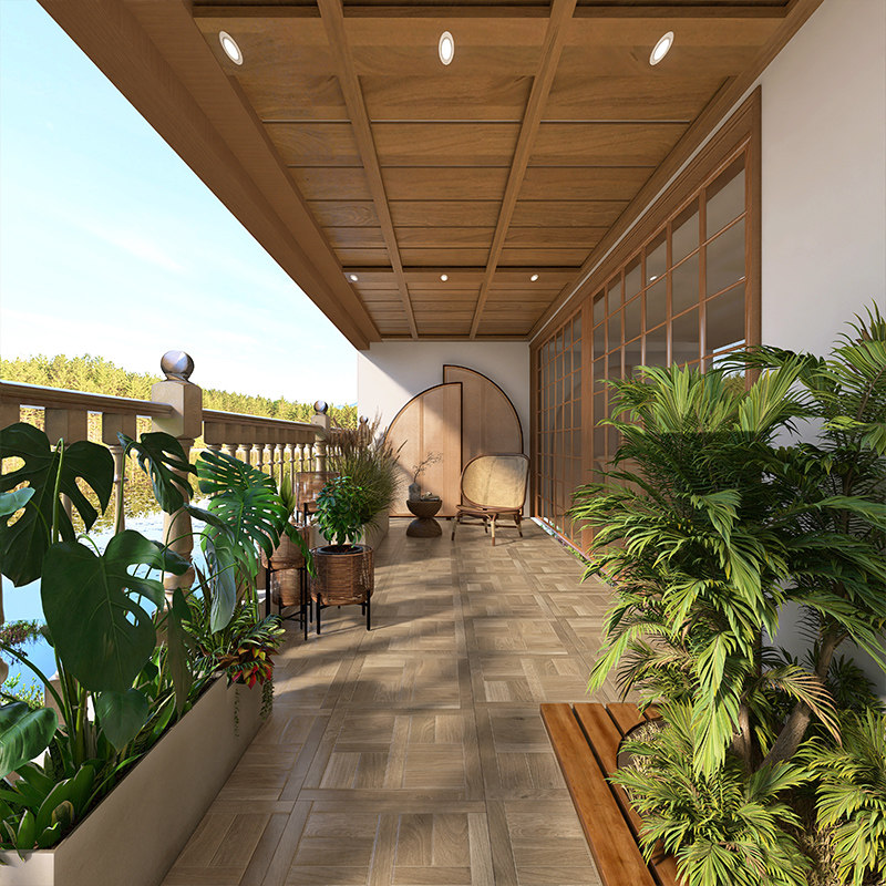 美式复古拼花全瓷木纹砖600x600客厅卧室仿实木瓷砖阳台仿古地砖