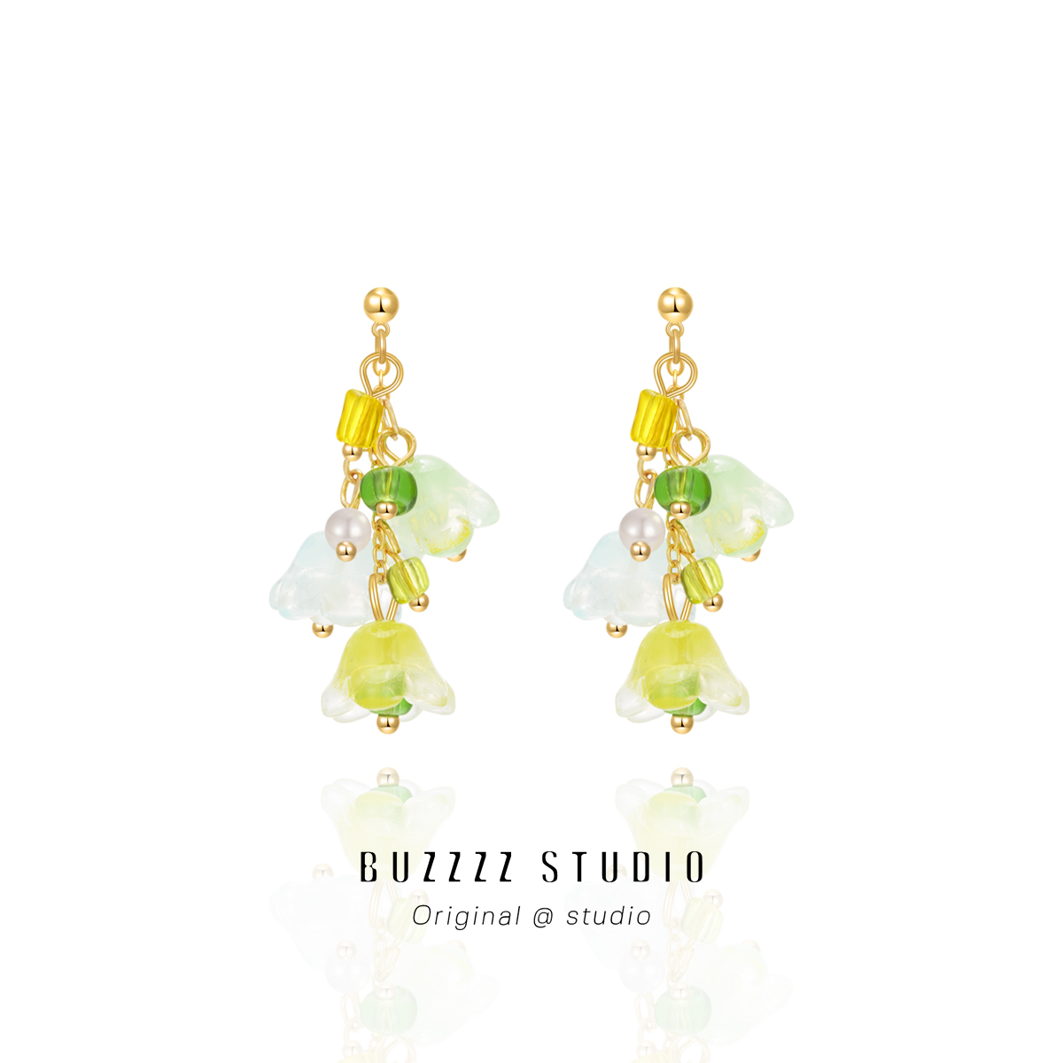 琉璃花朵手作春夏彩色多巴胺花朵耳环显脸瘦度假风独特耳钉耳夹