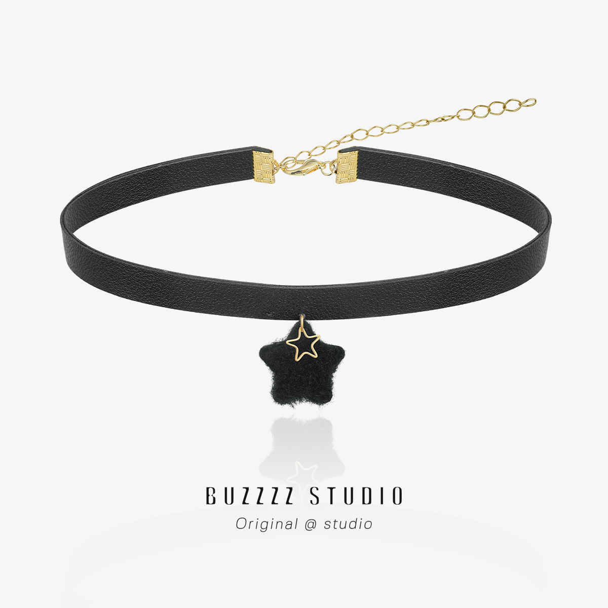 原创毛绒星星黑色choker项链甜酷少女颈带锁骨链项圈短款饰品女