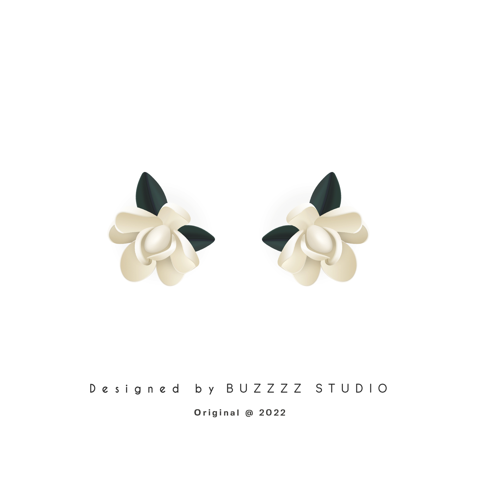 温柔风女白色花朵耳钉耳夹