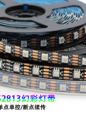 WS2813幻彩灯带自粘户外低压防水5V全彩跑马流水rgb氛围led灯条