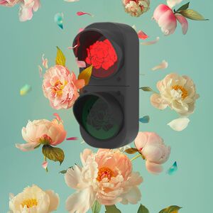 洛阳牡丹花熊猫花花形金属风微缩城市红绿灯原创冰箱贴可亮灯礼品