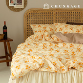 韩国进口黄色碎花玫瑰花朵浪漫INS法式 田园风简约纯棉四件套床品