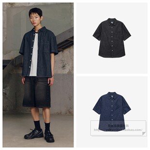 发货快直邮MindBridge韩国代购26夏男士宽松短袖牛仔衬衫M1WS31A5