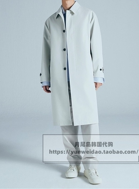 直邮Mind Bridge韩国代购男士春秋款宽松腰带中长款风衣MXCA2103