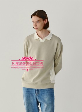 直邮Mind Bridge韩国代购男士春秋冬翻领宽松拼色卫衣T恤MWTS6104