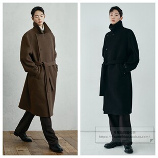 特价直邮MindBridge26冬男士韩国代购宽松长款纯羊毛大衣M1CA7172