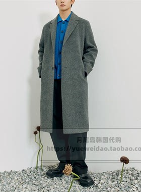 直邮Mind Bridge韩国代购男士秋冬宽松中长款毛呢大衣MXCA7102