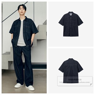 发货快直邮MindBridge韩国代购 宽松短袖 牛仔衬衫 M1WS3174 26夏男士