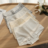 二合一 女安全裤 简约纯色少女平角内裤 加长裆a类纯棉中腰平角短裤