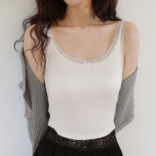 蕾丝花边吊带背心女内搭带胸垫