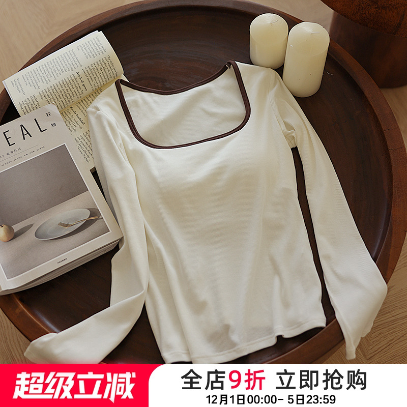 贴身日记方领棉内搭保暖内衣女