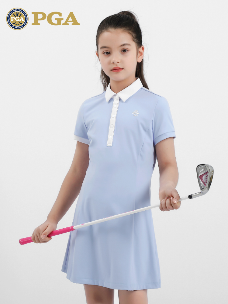 PGA 儿童高尔夫服装2023新款女童连衣裙青少年春夏运动款童装