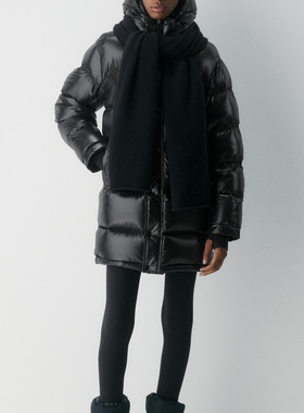 aritzia加拿大女款六格连帽加厚鹅绒800蓬羽绒服亮面常规版中长款