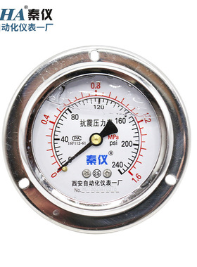 YTN60ZT耐震轴向带边压力表真空表西安自动化仪表一厂1.6MPA包邮
