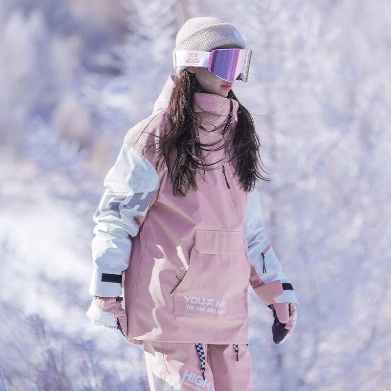 新款套头滑雪服女上衣防水保暖单双板韩版情侣男款小众美式户外套