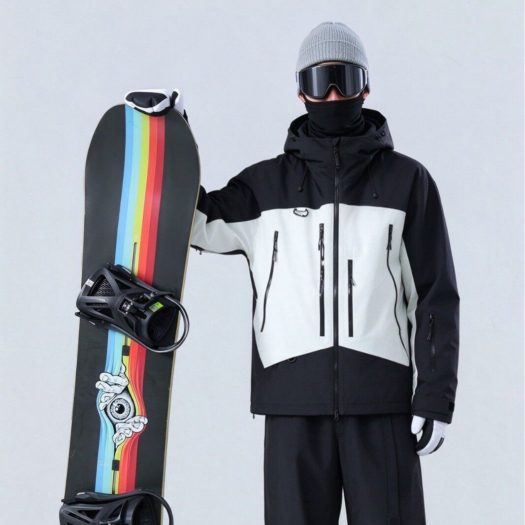 滑雪服套装女男款单板防水加厚全压胶专业雪服上衣裤子套装3L拼色