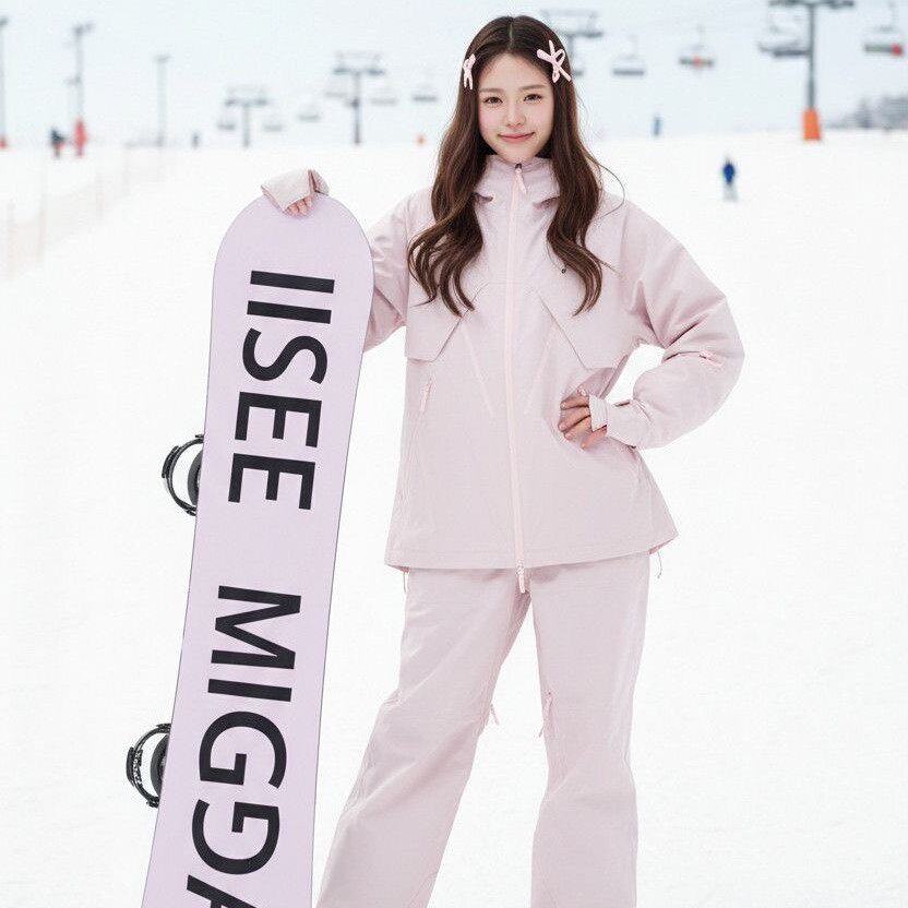 粉色雪地滑雪服套装保暖三合一硬壳防风防水户外运动衣质量放心
