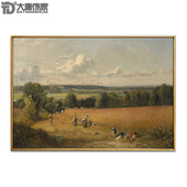 约翰 饰画 麦田N305 玄关壁炉装 高档手绘侘寂复古风客厅风景油画