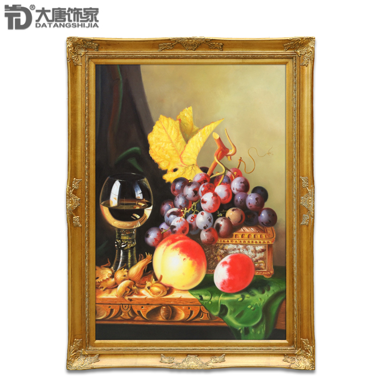 欧式餐厅装饰画静物水果油画餐厅组合装饰画酒柜油画餐厅油画n72