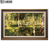 壁炉挂画名画列维坦 饰画 白桦丛N118 客厅装 手绘俄罗斯风景油画