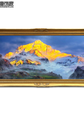 原创手绘客厅装饰画 日照金山梅里雪山画 办公室油画别墅挂画N279