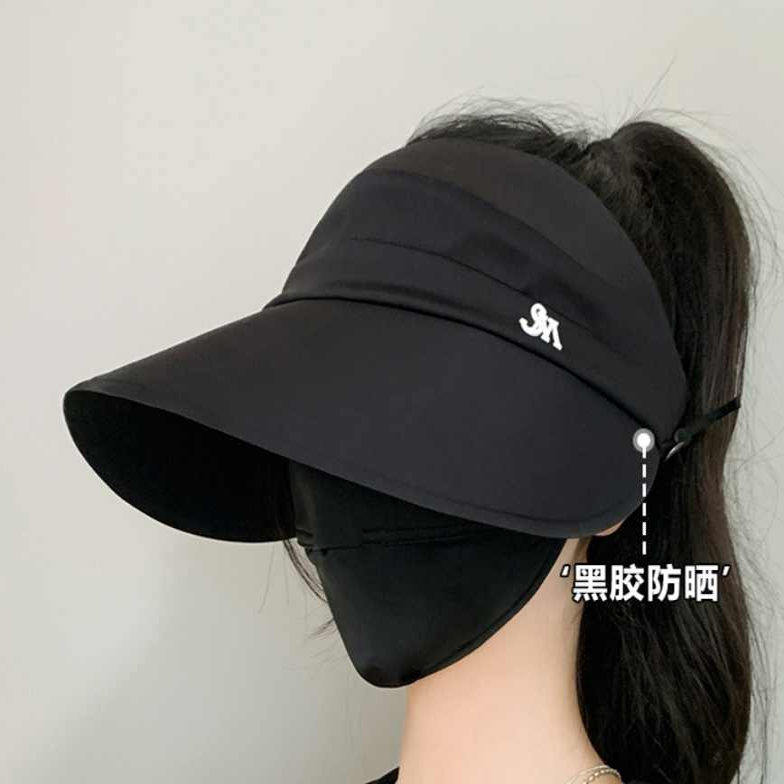 防晒帽女2025新款夏天空顶渔夫帽扎高马尾遮阳帽子防紫外线太阳帽