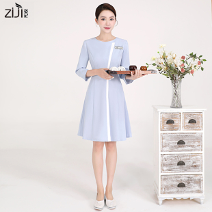 新款 美容师工作服连衣裙技师足疗气质秋冬美容院工作服女高端套装