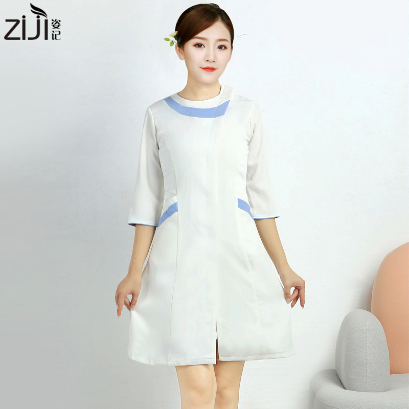 韩版白大褂中长袖医生服女皮肤管理冬季美容院纹绣师美容师工作服