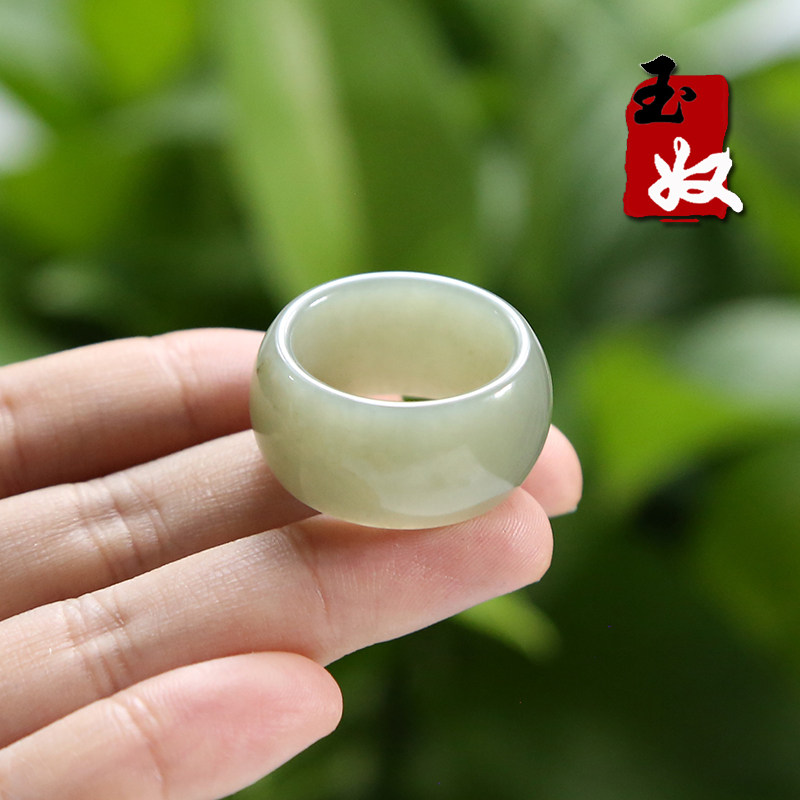 玉奴/新疆天然和田玉/青白玉/指环/戒指/20