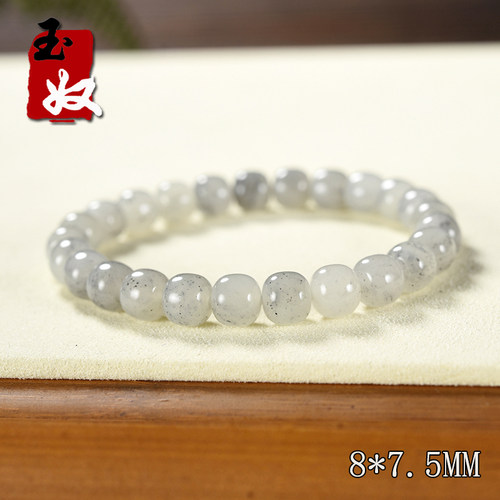 新疆黑山墨点芝麻青花籽料和田玉/8*7.5mm老型苹果珠/手串/20.9克