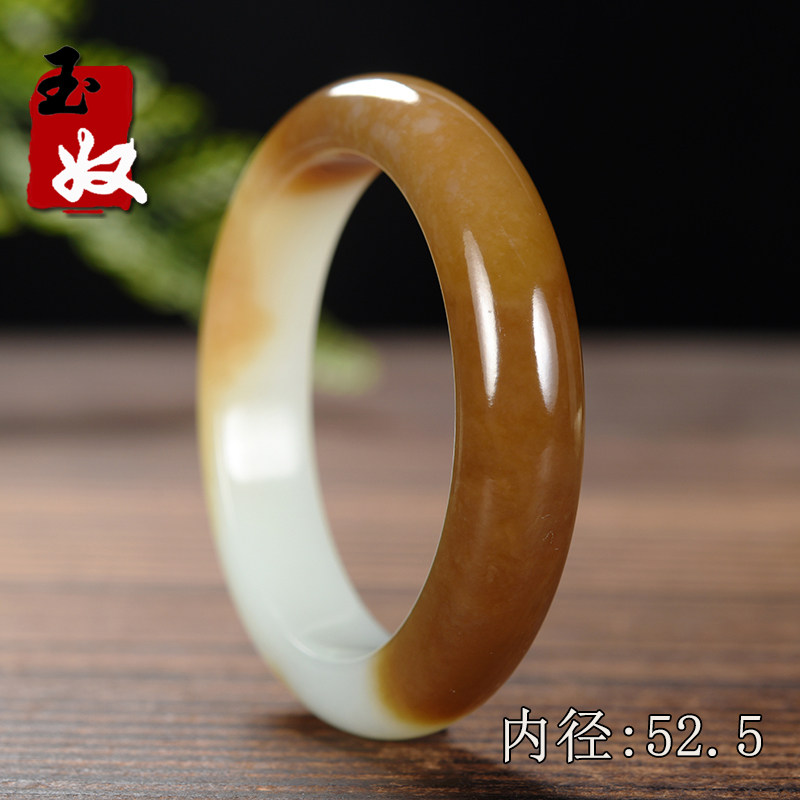 新疆且末金山矿天然浓郁红色糖一级白羊脂玉/平安镯/手镯子/52/53