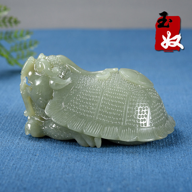 新疆且末县和田玉/青黄玉带糖色/龙龟/把件/茶宠/摆件/297.49克