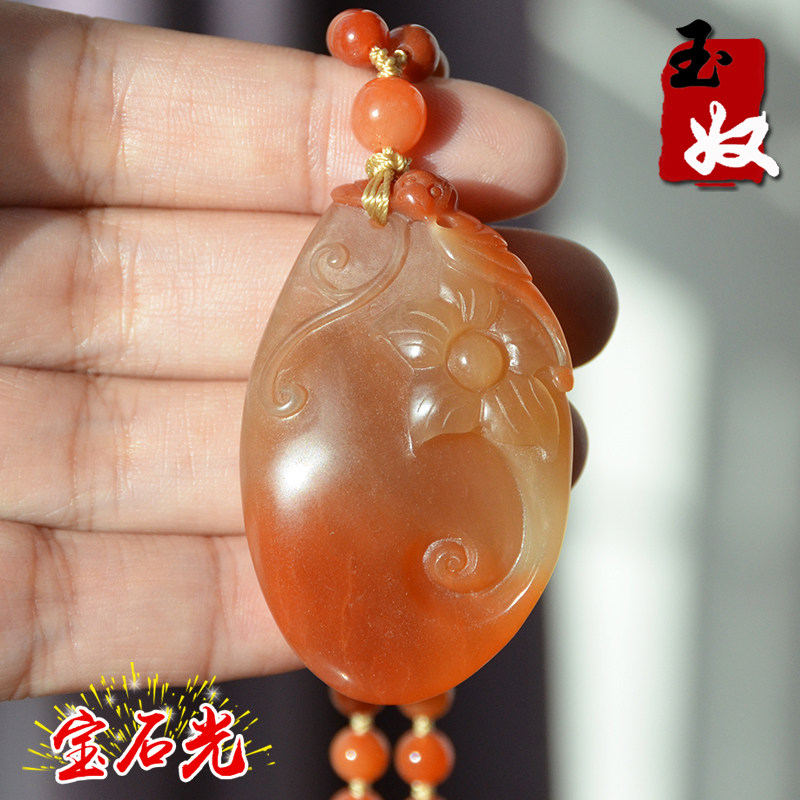 新疆克拉玛依天然金丝玉/红色宝石光/花/蝙蝠/毛衣链吊坠/挂件