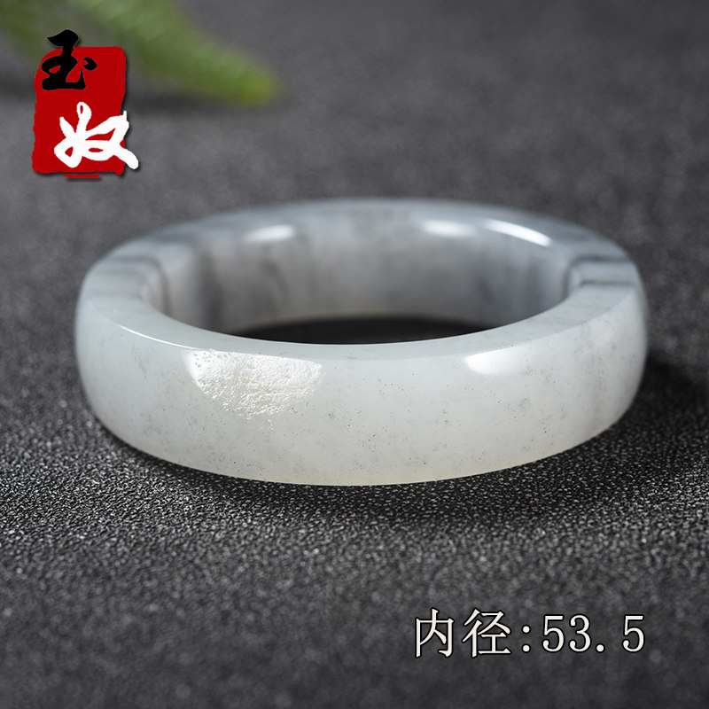 新疆玉龙喀什河天然黑白分明带原皮青花墨玉籽料/冰糯/手镯/53/54