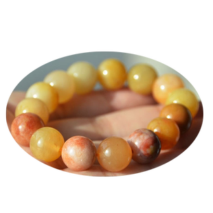 新疆克拉玛依天然金丝玉/红粉黄色/彩玉/地表籽料/圆珠/手串/脚链