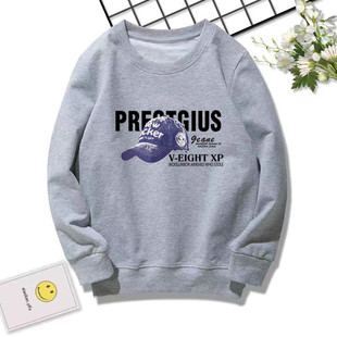 纯棉男童春秋季卫衣2025新款中大童男装胖童洋气圆领上衣加肥加大